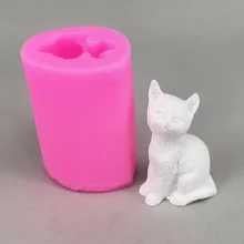 3D милый маленький кот животное силиконовая форма для свечей мыло шоколадная глина ремесла художественная форма формы для украшения торта инструменты для изготовления свечей