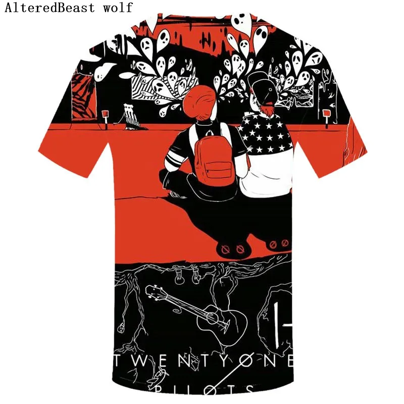 Twenty One Pilots летняя Новинка 3d футболка Homme с принтом рок-группы 3D футболка с короткими рукавами и круглым вырезом хипстерская Мужская футболка