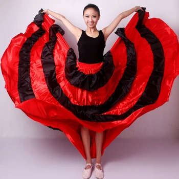 Długi Flamenco spódnice kobiety czerwony hiszpański ubrania walki byków festiwal cygańska spódnica wydajność etap balowej kostiumy do tańca DN3048 tanie i dobre opinie WOMEN spandex Dancing Noe One Size Flamenco Dance Dress Ballroom Modern Jazz Waltz Tango-Dancing 360 540 720
