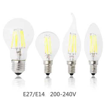 

New E27 Lamp E14 LED Filament 4W 8W 12W 16W Dimmable Glass Edison 220V Bulb Replace Halogen Light Chandeliers Energy Saving