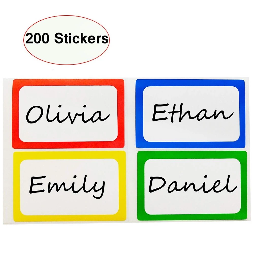 Colorful Plain Name Tag Stickers Peel and Stick Name Badges Border Name Labels for School Office, Home Can Be Used on Cloth 3*2