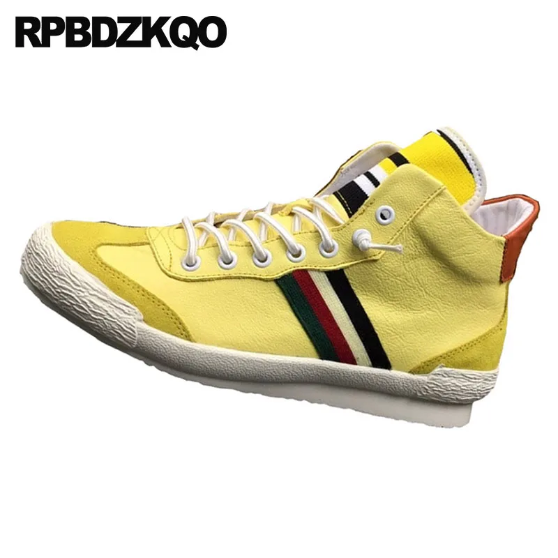 Zapatos Europeo Zapatillas Estrellas Alta Negro Amarillo Hip amarillo La Genuino Los Pisos Lujo Italia Hop Las Real blanco Cuero Deporte De Hombres Skate Marca twtRX8q