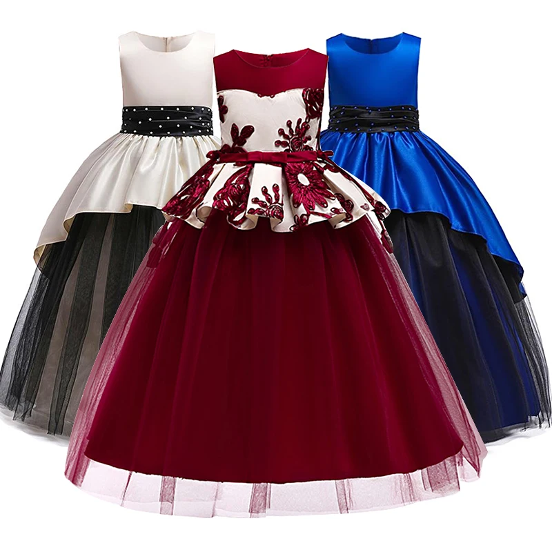 

Flower Girl Dresses Lace Tulle 3-14 Years New Appliqued Pageant Dresses For Girls First Communion Dresses Kids Prom Dresses