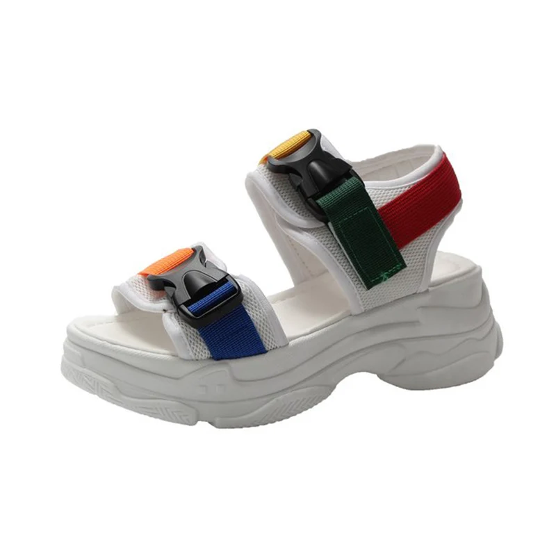 

Platform Sandals Women Casual Soft Flats Sandals Ladies Outdoor Hook&Loop Women Shoes 2019 Summer Open Toes Chunky Sandals