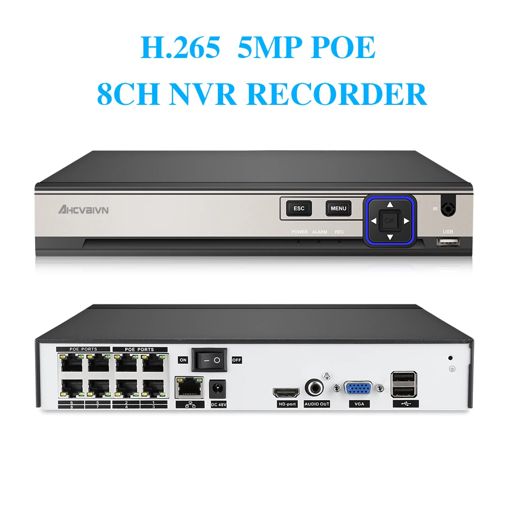 4CH H.265 POE NVR комплект 5.0MP HD CCTV камера безопасности Система аудио ip-камера с монитором P2P наружная система видеонаблюдения