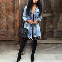 2019 Spring Women Plus Size 3XL Fashion Elegant Streetwear Jacket Distressed Button Through Distressed Fringes Hem Denim Coat 2019 Spring Women Plus Size 3XL Fashion Elegant Streetwear Jacket Distressed Button Through Distressed Fringes Hem Denim Coat