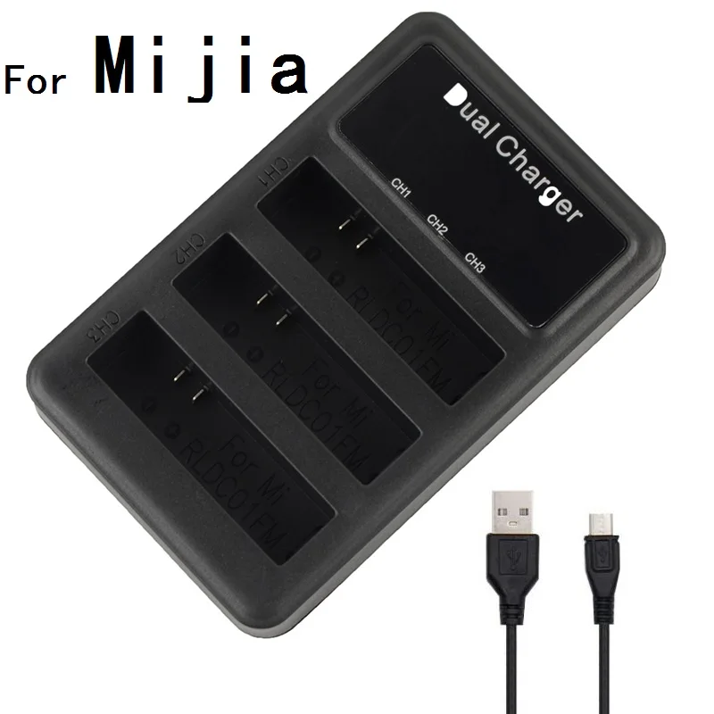 

New LED 3 Slots USB Batteries Charger Dual Battery Charger for Xiao mi Mijia 4K Mini Action Cameras Mijia Accessories