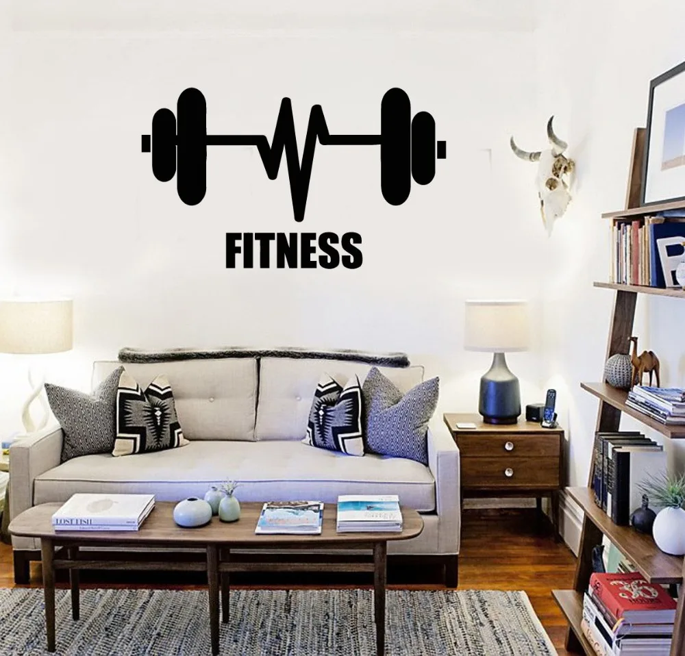 Fitness Barbell Bodybuilding Sports Gym Wall Decal Vinyl Stickers