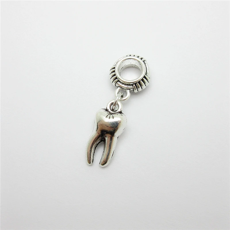 New 15pcs tooth charm Big Hole bead European Pendant fit for Pandora