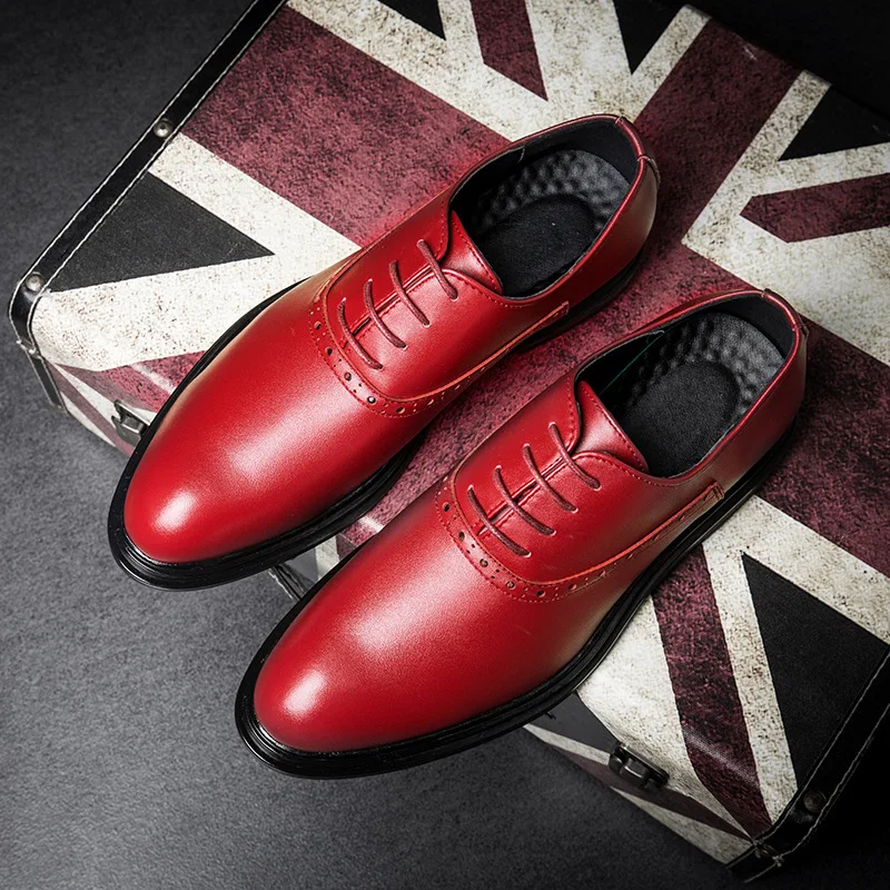 Para Casamento Negócios Alta Zapatos Genuíno Vestido Formal De Couro Hombre vermelho Oxfords amarelo Preto 2019 Qualidade Sapatos Homens W41XR1nPz