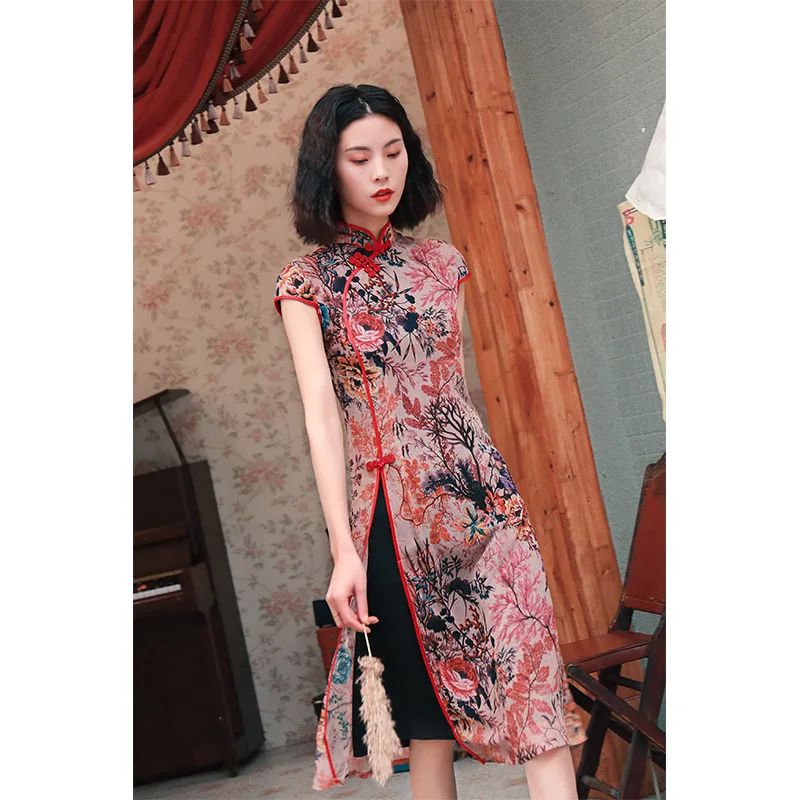 

Summer Vietnam Ao dai Asian apparel tradition silk cheongsam dresses