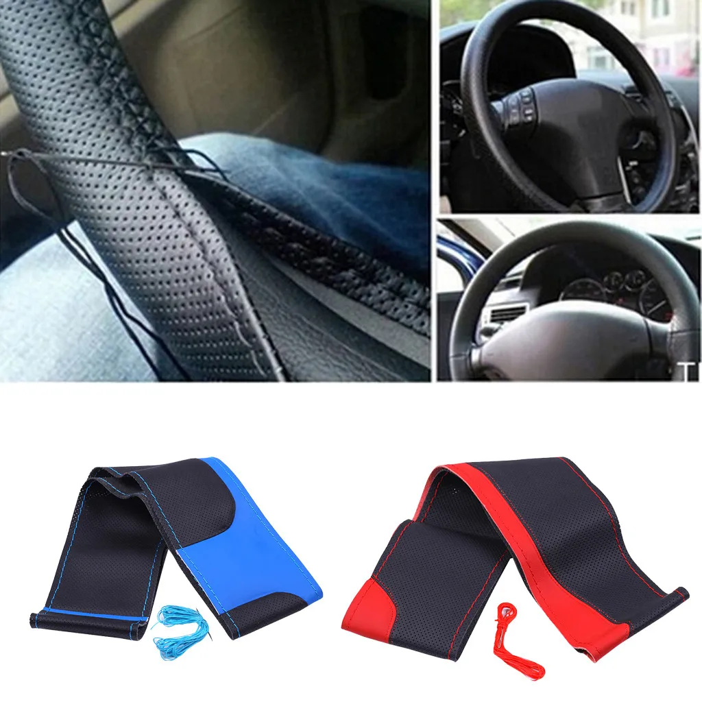 

Leather DIY Steering Wheel Covers For Car Bus Truck 36 38 40 42 45 47 50cm Diameter Auto Steering-Wheel Cover #YL1