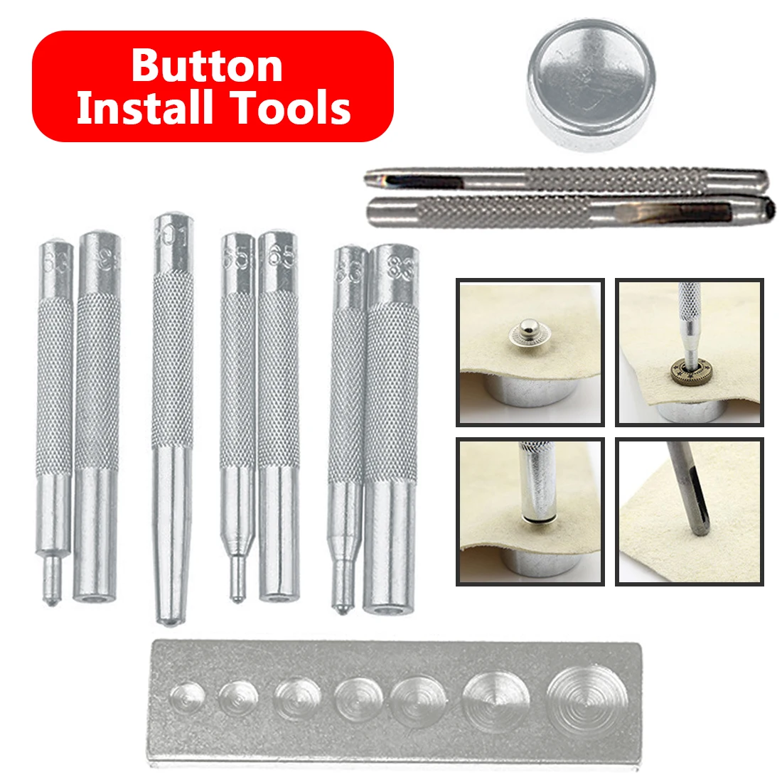 Punch Rivet Set 11pcs Die Punch Hole Snap Rivet Fastener Button Setter