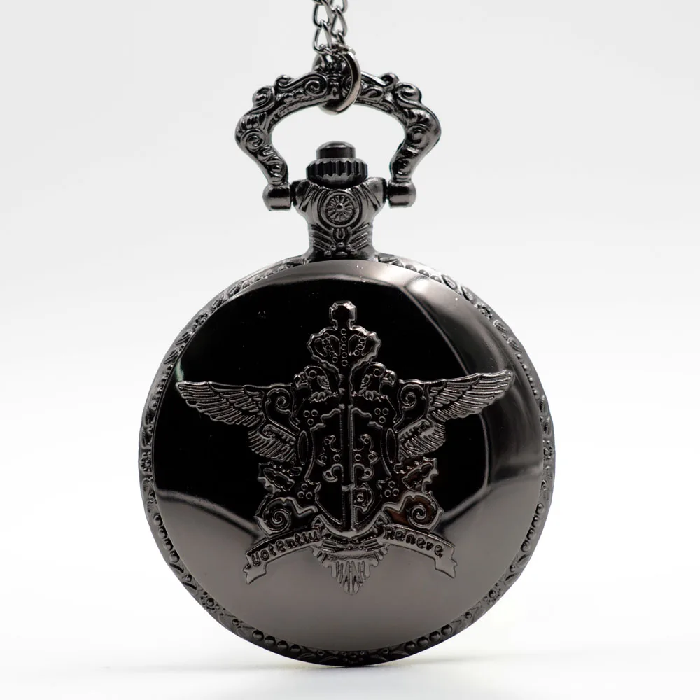 Новая мода Черный Kuroshitsuji Черный дворецкий кварцевые карманные часы Аналоговые в виде кулона ожерелье для мужчин и женщин часы подарок