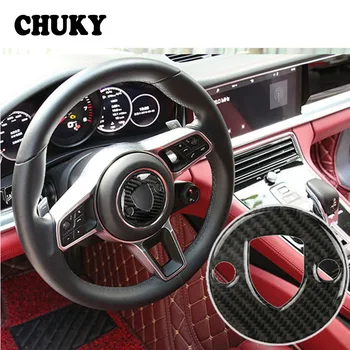 

CHUKY Black Car Styling Carbon Fiber Steering Wheel Decorative Stickers For Porsche Macan 2015 2016 2017 2018 Accessories
