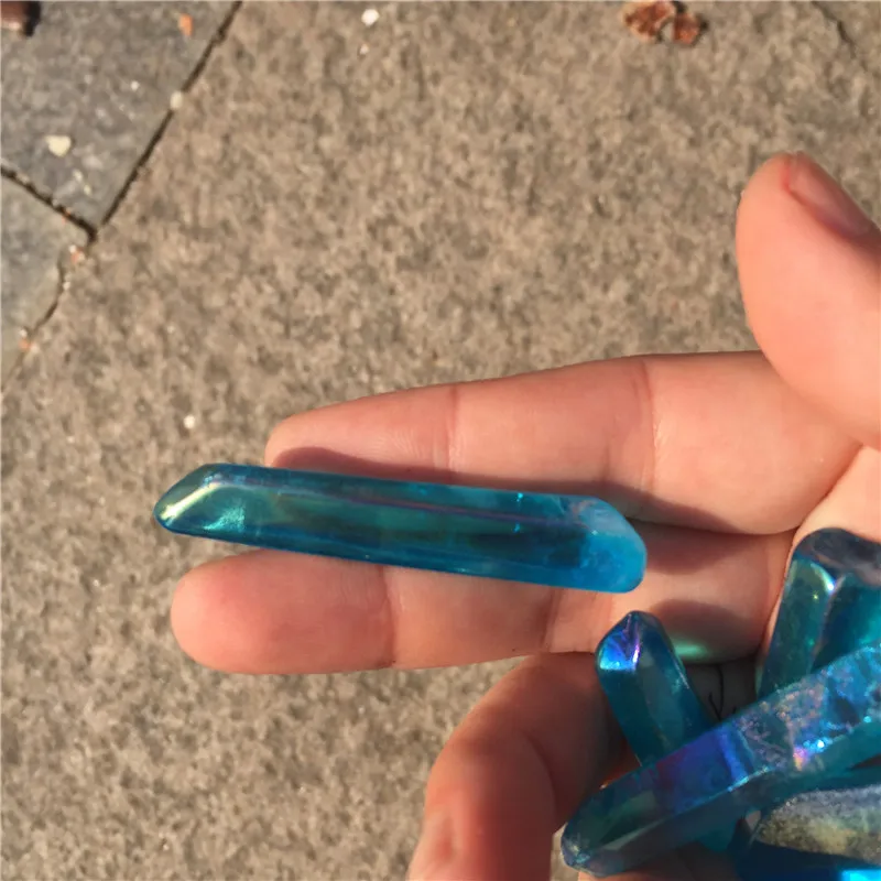 1 кг натуральный гальванических Кристалл синий водная аура кварцевые Кристал острый