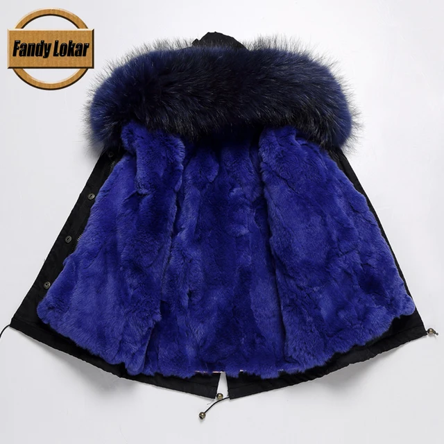 Best price at $111 Cheap FL Brand 100% Rex Rabbit Hair Cold Freeze Winter Fur Coat Raccoon Fur Boys,Girls Outwear Army Green Kids Parkas Detachable Liner