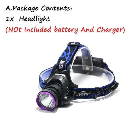 5000 люмен CREE XM-L T6 светодиодный налобный фонарь Водонепроницаемый охотничий головной светильник рыбалка вспышки светильник головная лампа светильник+ автомобиля Зарядное устройство+ Зарядное устройство - Испускаемый цвет: A