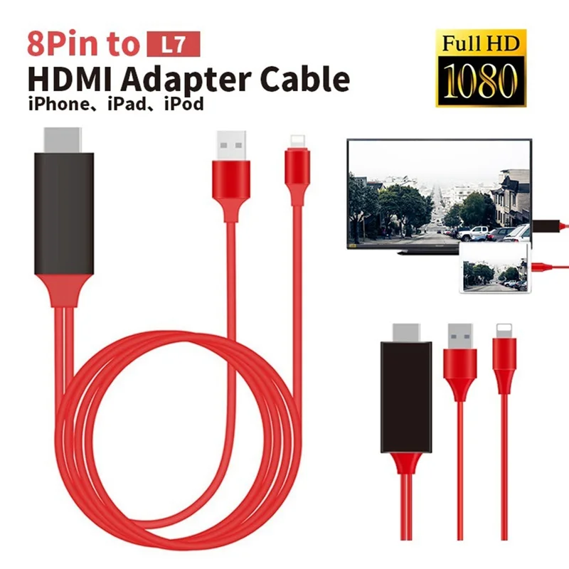 8 контактный HDMI кабель HDTV TV цифровой av адаптер 2 м USB 1080P смарт конвертер для Apple IPhone