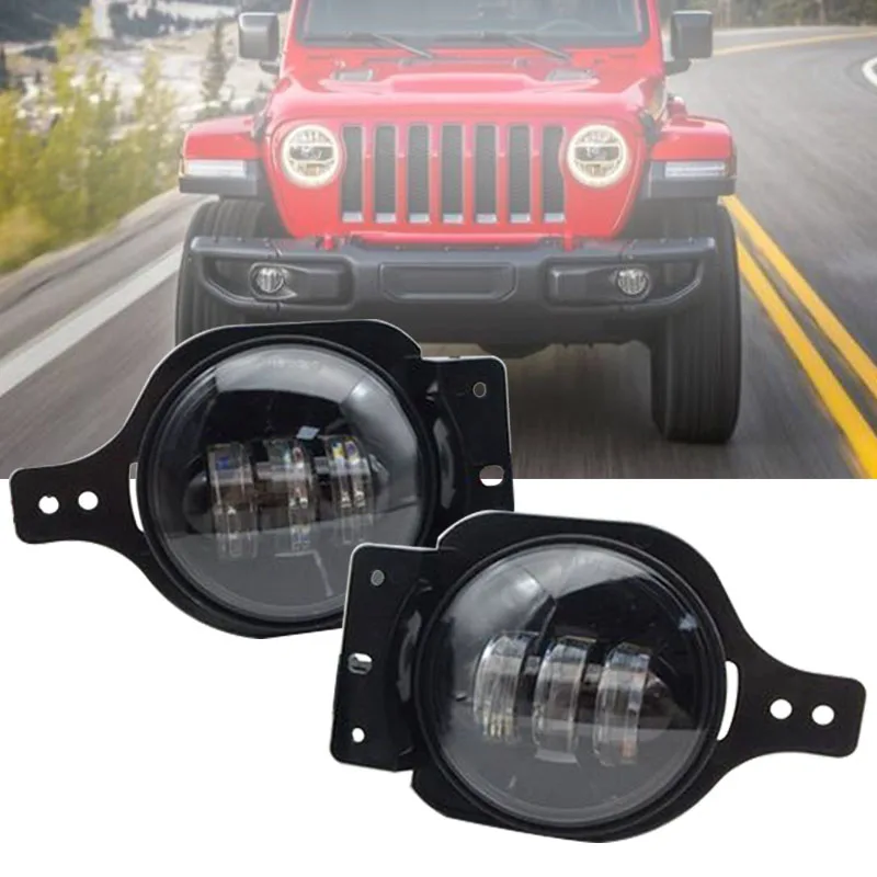 

2PCS Black 4 inch front led fog lights Passing lamps 30W LED Driving lamps with Bracket for Jeep Wrangler JL 2018 2019