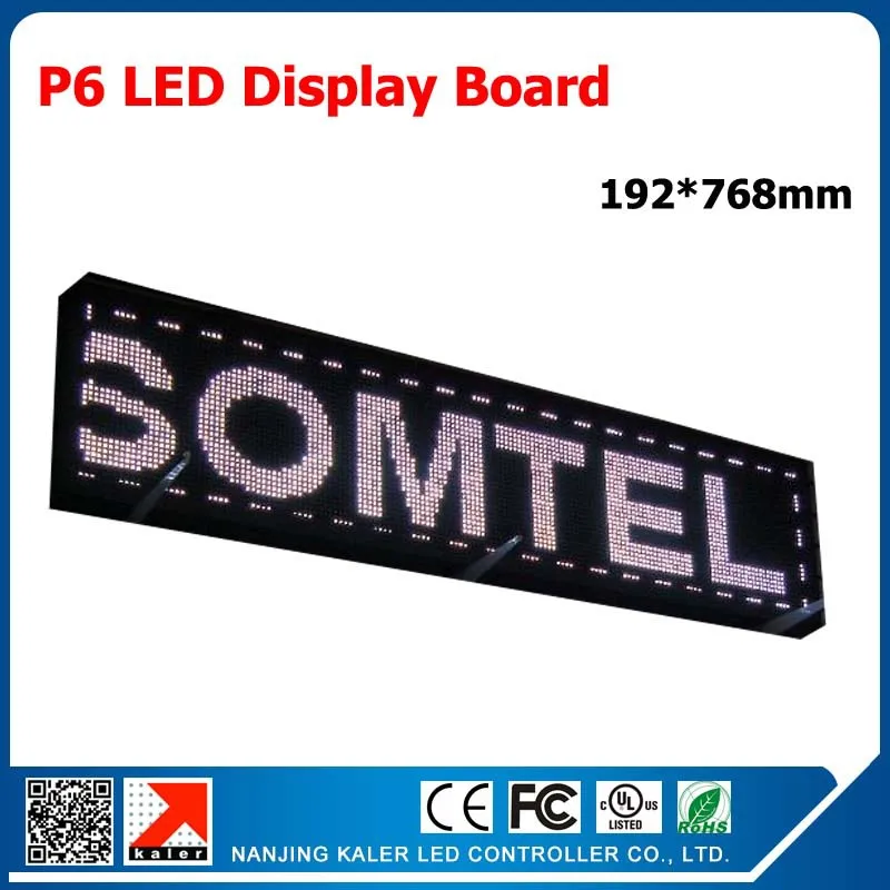 

China factory programmable led display panel p6 smd rgb color high brightness indoor text advertising led signboard 192*768mm