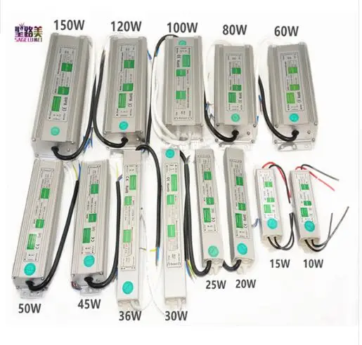 

Led Driver Transformer Power Supply Adapter AC110-260V to DC12V/24V 10W- 100W Waterproof Electronic outdoor IP67 led strip lamp