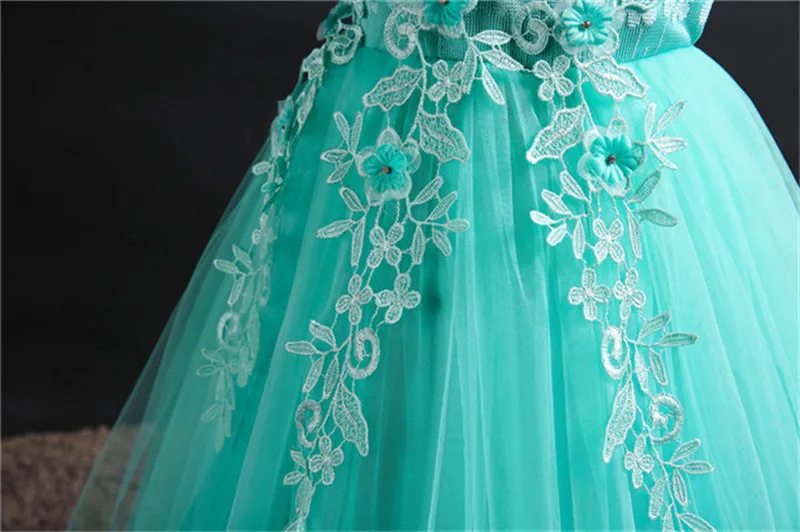Детские платья принцессы для девочек; нарядное платье с цветочным узором для девочек; Элегантное Длинное Свадебное платье для девочек; одежда
