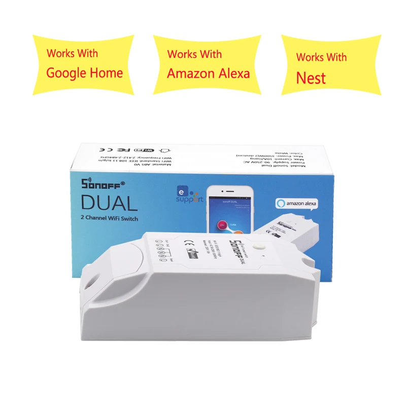 ITEAD SONOFF Dual 2CH Way 10A 220 В 16A 3500 Вт WiFi беспроводной умный выключатель света