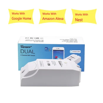 

ITEAD SONOFF Dual 2CH Way 10A 220v 16A 3500w WiFi Wireless Smart Switch Light Remote DIY Timer Module Alexa Home