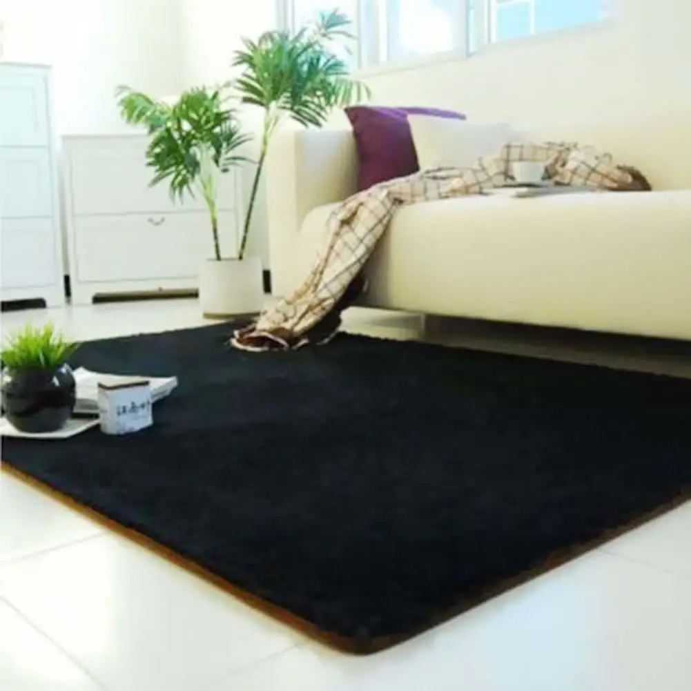 Fluffy Rugs Anti-Skiding Shaggy Area Rug Dining Room Carpet Floor Mats Black shaggy rugs