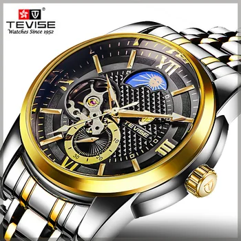 

Relogio Automatico Masculino TEVISE Men Automatic Hollow Tourbillon Mechanical Watches Sport Business Blue Wristwatch Clock