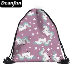 Deanfun Для женщин Drawstring сумка 3D Печать Фиолетовый единорог мило для школы хранения 60150