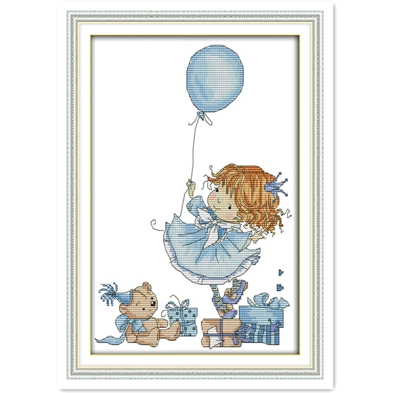 

The Little Girl With A Balloon Counted DMC 11CT Printed 14CT Cross Stitch Chinese Cotton Cross-stitch Kit Embroidery Needlework