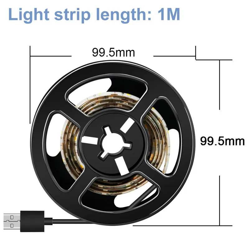 Светодиодная USB лента Водонепроницаемый светодиодный кабель неоновый провод SMD 2835 Настольный экран ТВ фон световая лента Светодиодные светильники для швейной машинки полосы - Испускаемый цвет: 1m 60leds