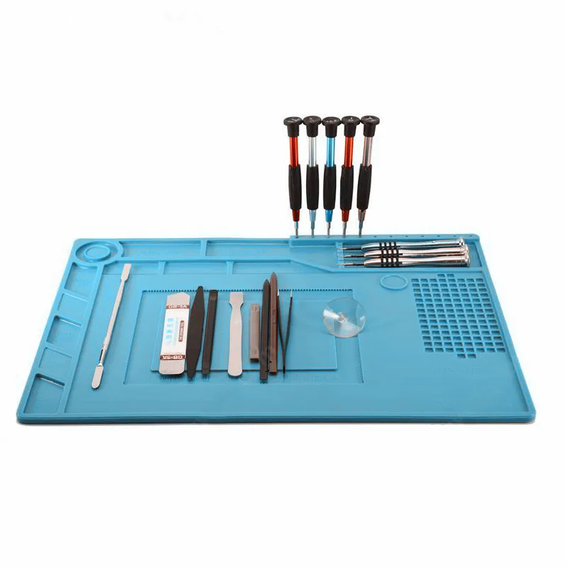 

39x27cm Heat Resistant Silicone Pad Desk Mat Maintenance Platform Heat Insulation BGA Soldering Repair Station with 20cm Ruler