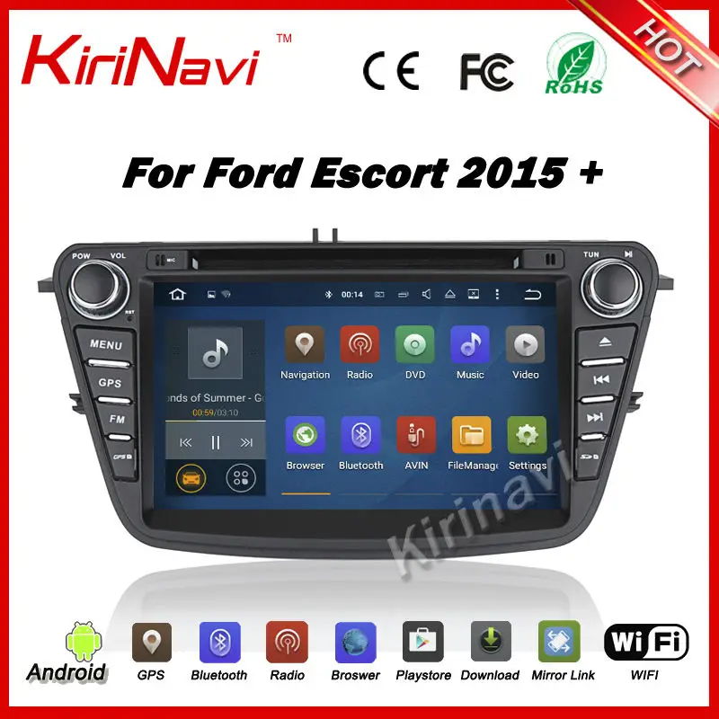 Kirinavi Android 7 1 multimedia gps for ford ecosport 2015 HD 1024 600 touch screen navigation