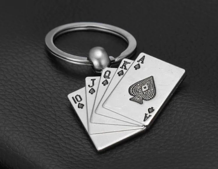 Дизайн, крутой Роскошный металлический брелок, автомобильный брелок для ключей, брелок для покера, казино, цветная Подвеска для мужчин и женщин, подарок, 17055