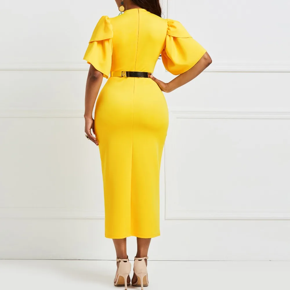 yellow work dress