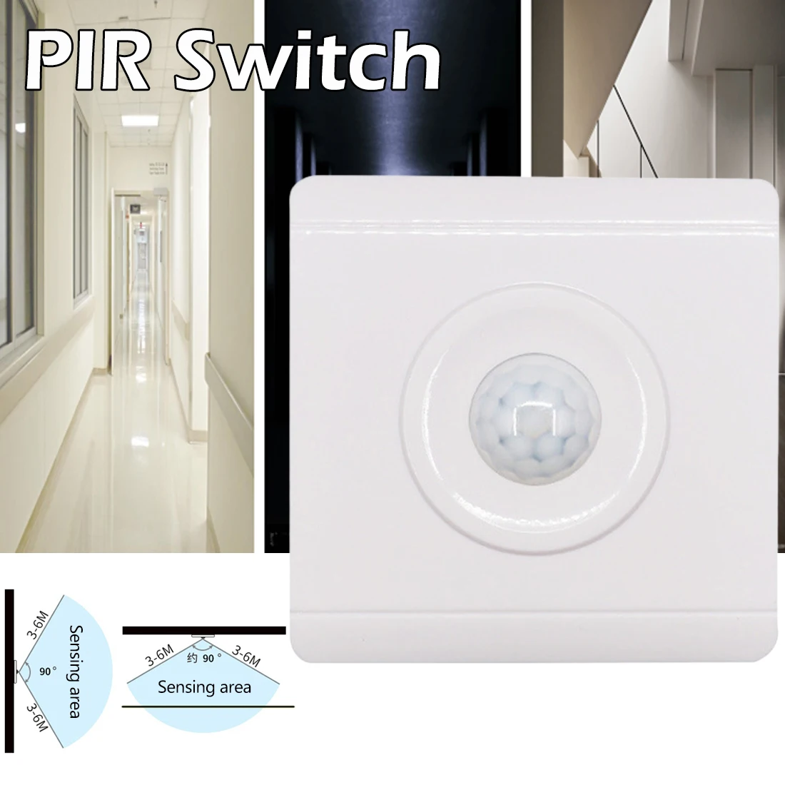 

220V Wall Smart Home LED Infrared Control Energy-saving Delay Lights Lamps Motion Sensor Light Switch