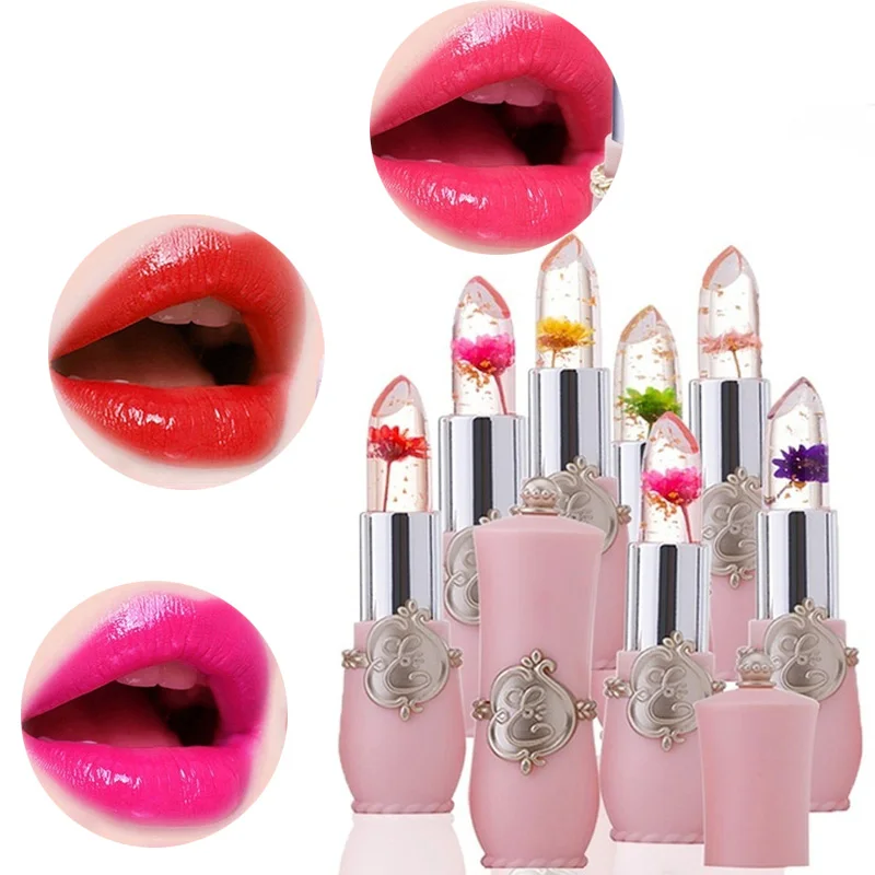 

New Beauty Lip Makeup Lipstick Long Lasting Moisturizer Transparent Temperature Color Changing Flower Lip Stick Batom Cosmetic
