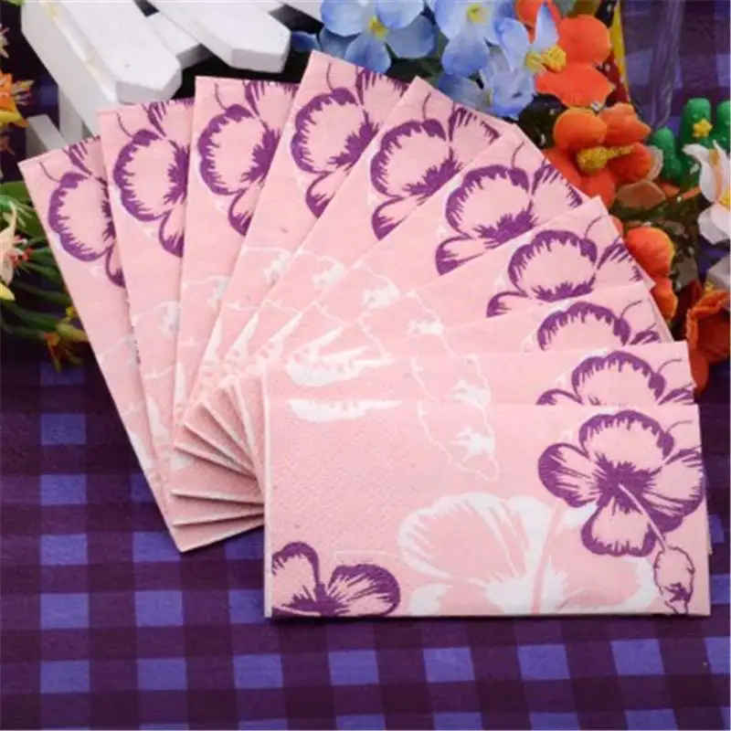 HAOCHU 50 шт счастливое свадебное украшение в технике декупажа пищевая бумажная салфетка девственная древесина Цветочная Ткань полотенце для праздничных и вечерние - Цвет: Purple