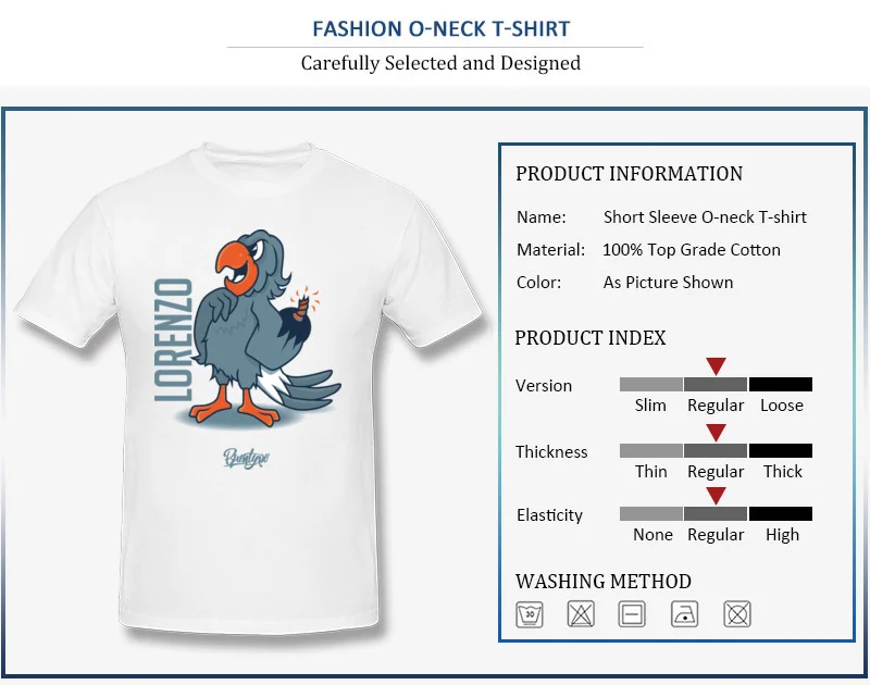 Lorenzo 100% Cotton Tops Shirts for Men Printed Tshirt Casual 2018 Fashion Round Collar Sweatshirts Short Sleeve Lorenzo