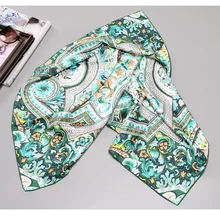 Модные шарфы с принтом для женщин хиджаб платок большой квадратный твил шелковый шарф шаль 35*35 дюймов