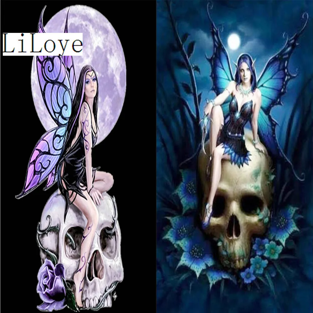 

LI LOYE 5D Diamond Painting Cross Stitch DIY Woman and skull Diamond Embroidery Full Square Mosaic Home Decorative art gift FZ70