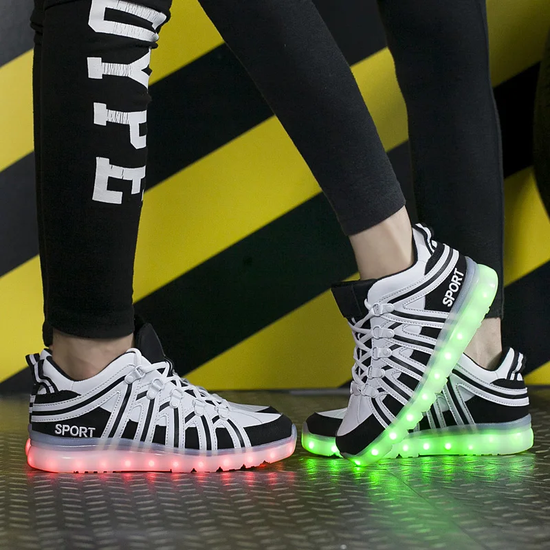 

2018 New USB Charger Glowing Sneakers Led men women Lighting Shoes couple illuminated Luminous Sneaker zapatos de mujer hombre