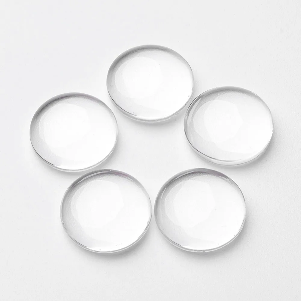 Clear Glass Cabochons Transparent Half Round Circle Flat Back for