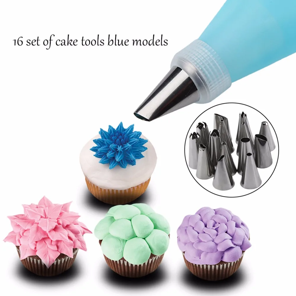 

kitchen Baking Tools 16PCS/1Set Cake Decorating Tools DIY Icing Piping Nozzles Tips 1PCS Silicone Pastry Bag Cake Squeeze Sets