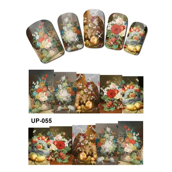 

UPRETTEGO NAIL ART BEAUTY TATTOO WATER TRANSFER DECAL SLIDER OIL PAINTING VINTAGE VASE SUN FLOWER ROSE CHALET UP055-060