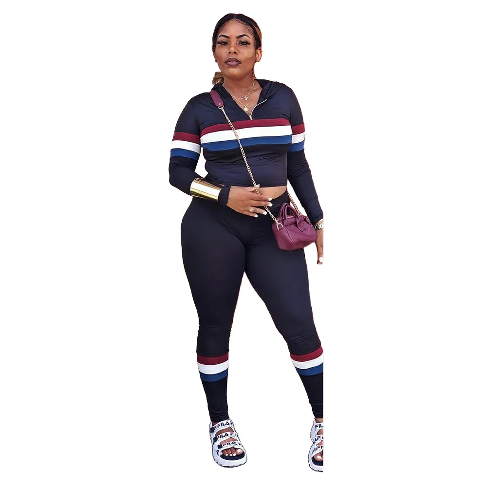 Aliexpress.com : Buy Two Piece Sweat Suits Long Sleeve Hooded Crop T