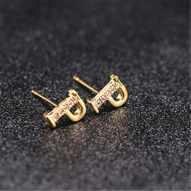 Letter Stud Earrings for Women Alphabet Gold Initial Earring Rhinestone Jewelry Small Earrings Letters Brinco Pendientes
